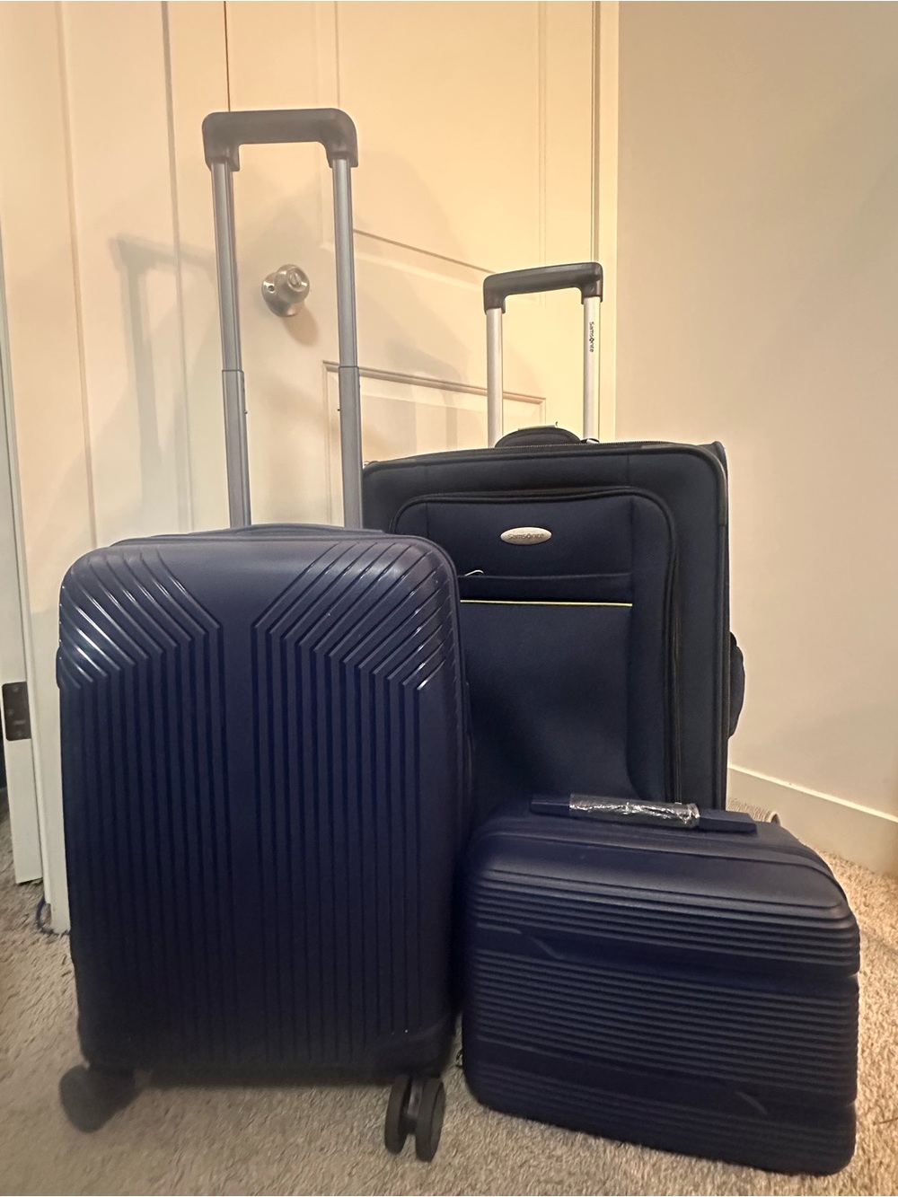 Navy 3-Piece Luggage Set - Spinner Suitcase, Carry-On & Travel Case